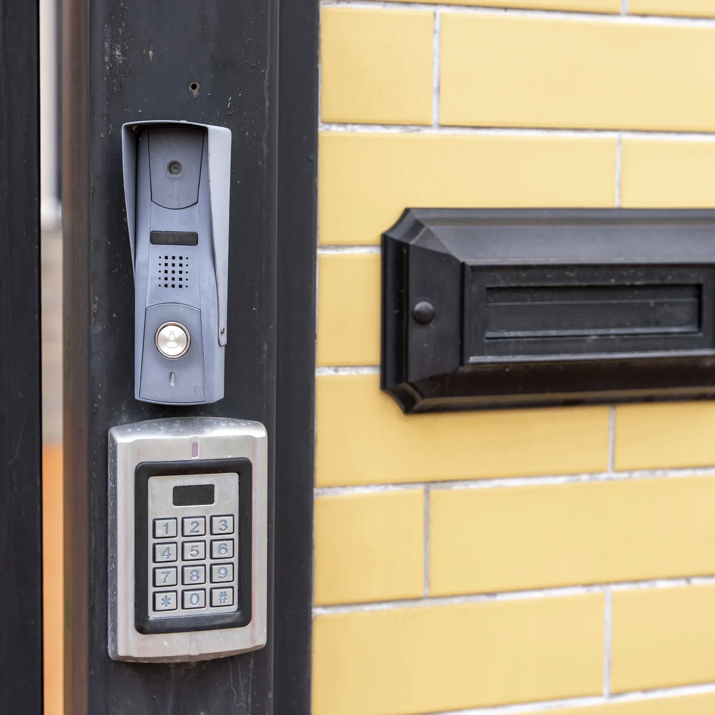 Video intercom and keypad installed at a gated entrance